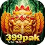 logo of 399pak showing a red jewels with a forest background.
